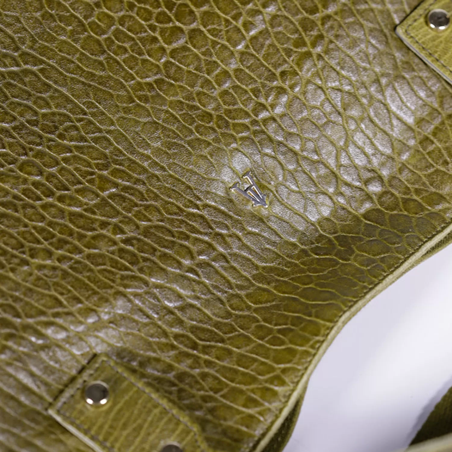 cabas_ruban_cuir_bubble_olive_2.webp Clearance Craie Studio Cabas Ruban cuir Bubble Olive Vert