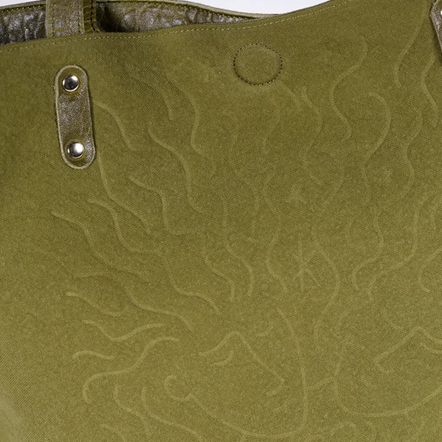 cabas_ruban_cuir_bubble_olive_3.webp Clearance Craie Studio Cabas Ruban cuir Bubble Olive Vert