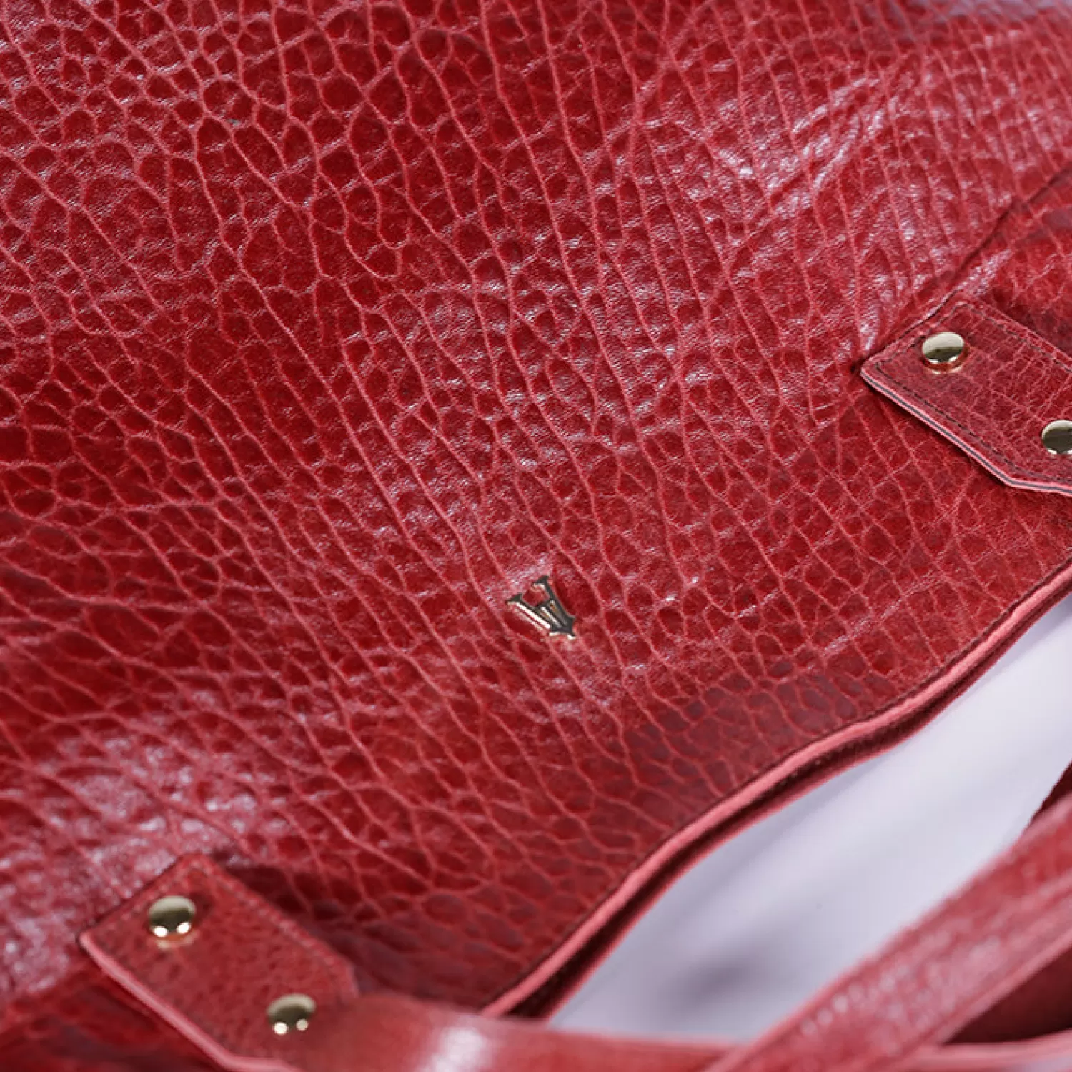 cabas_ruban_cuir_bubble_red_3.webp Clearance Craie Studio Cabas Ruban cuir Bubble Red Rouge