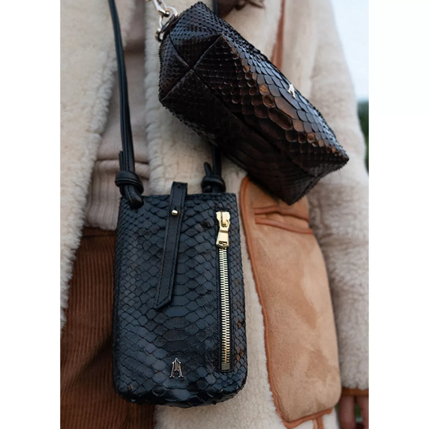 pochette_nuage_python_choco_2.webp New Craie Studio Pochette Nuage Python Choco Brun