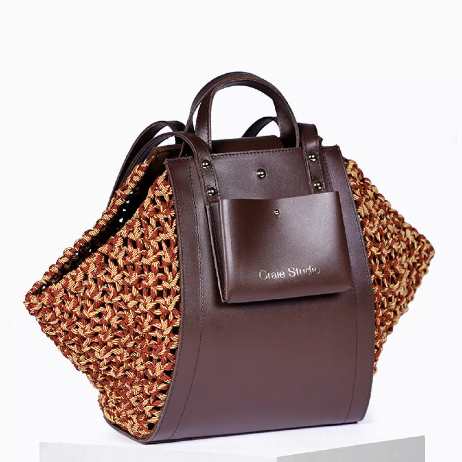 Best Sale Craie Studio Sac Link macramé Choco Mix Brun