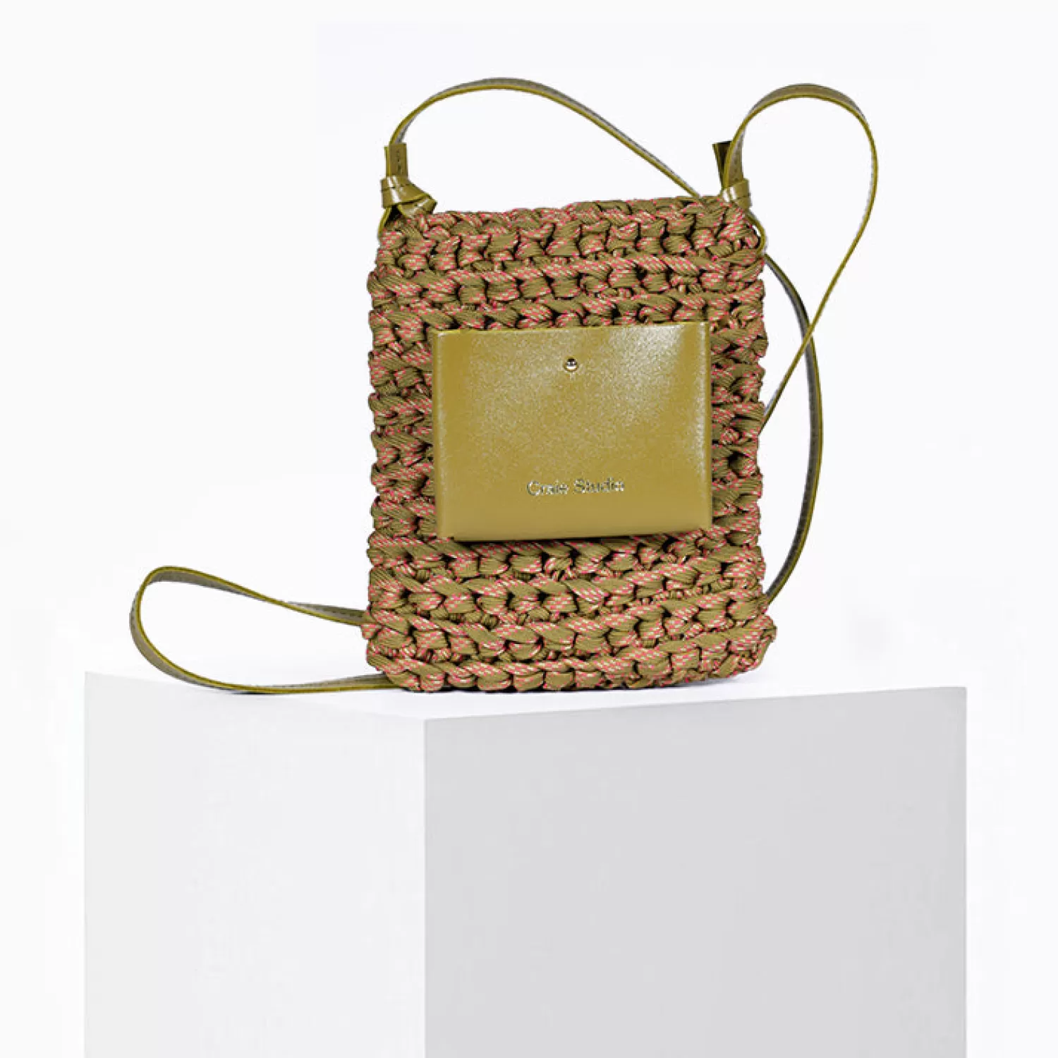 Outlet Craie Studio Sac Zephyr macramé Kiwi Mix Vert